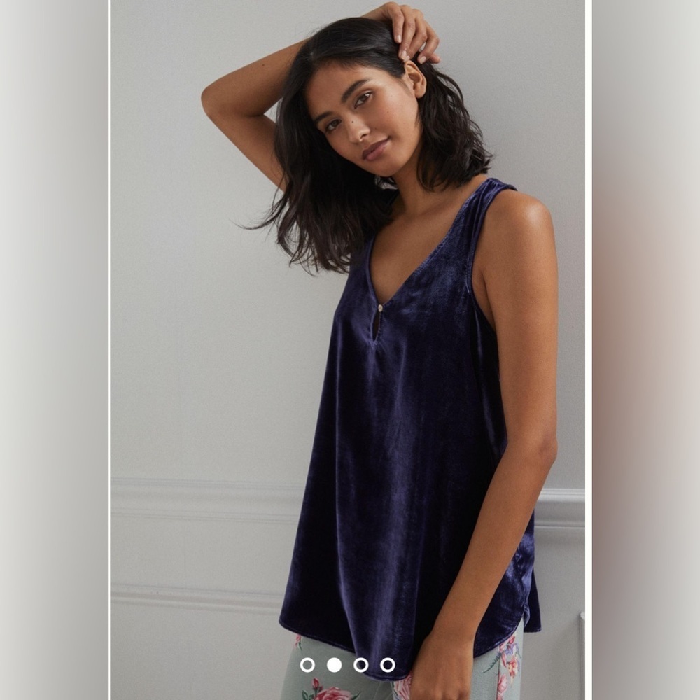 Anthropologie Suri Velvet Tank Top Blue Sapphire Blue Size S